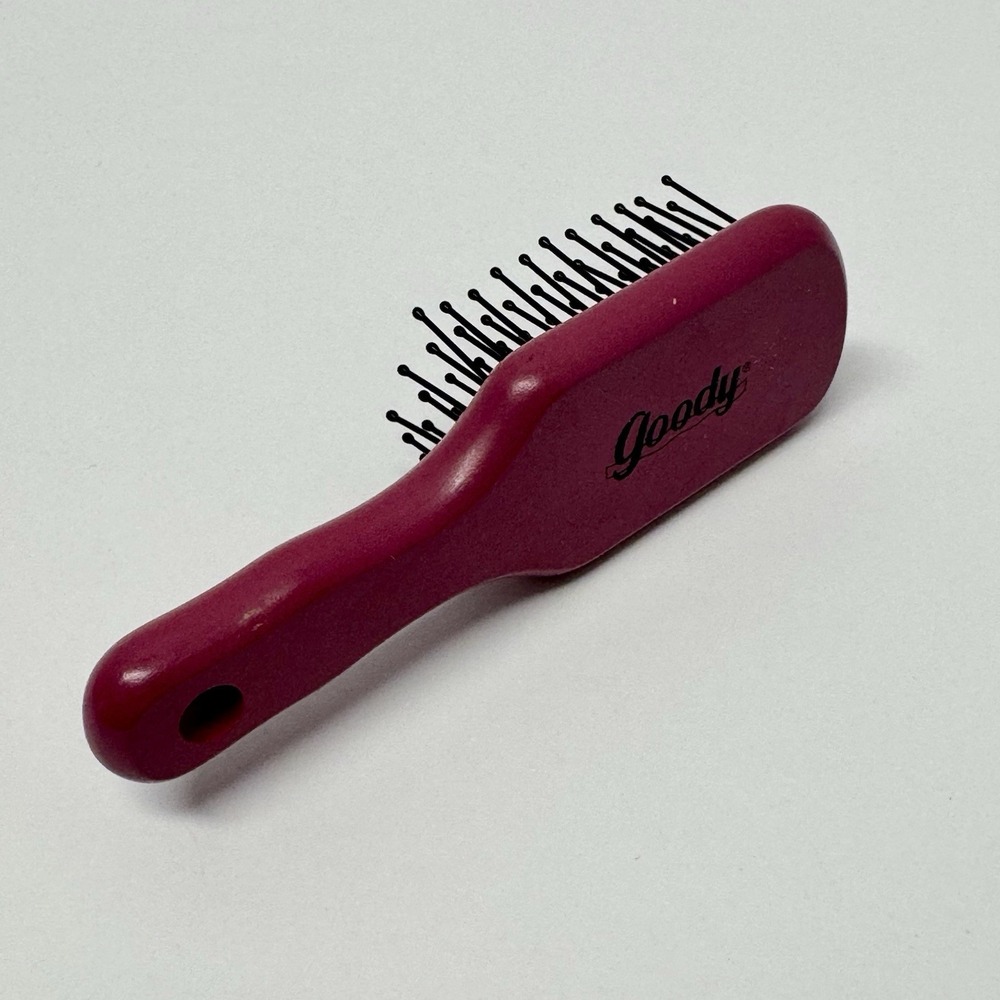 Vintage Goody Wooden Travel Hair Brush Purse Size 4.5" Ball‎ Tip Hairbrush